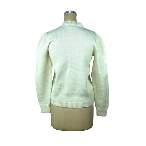 Vintage hand knit pullover sweater in yellow and white Size M/L - Picture 4 of 7